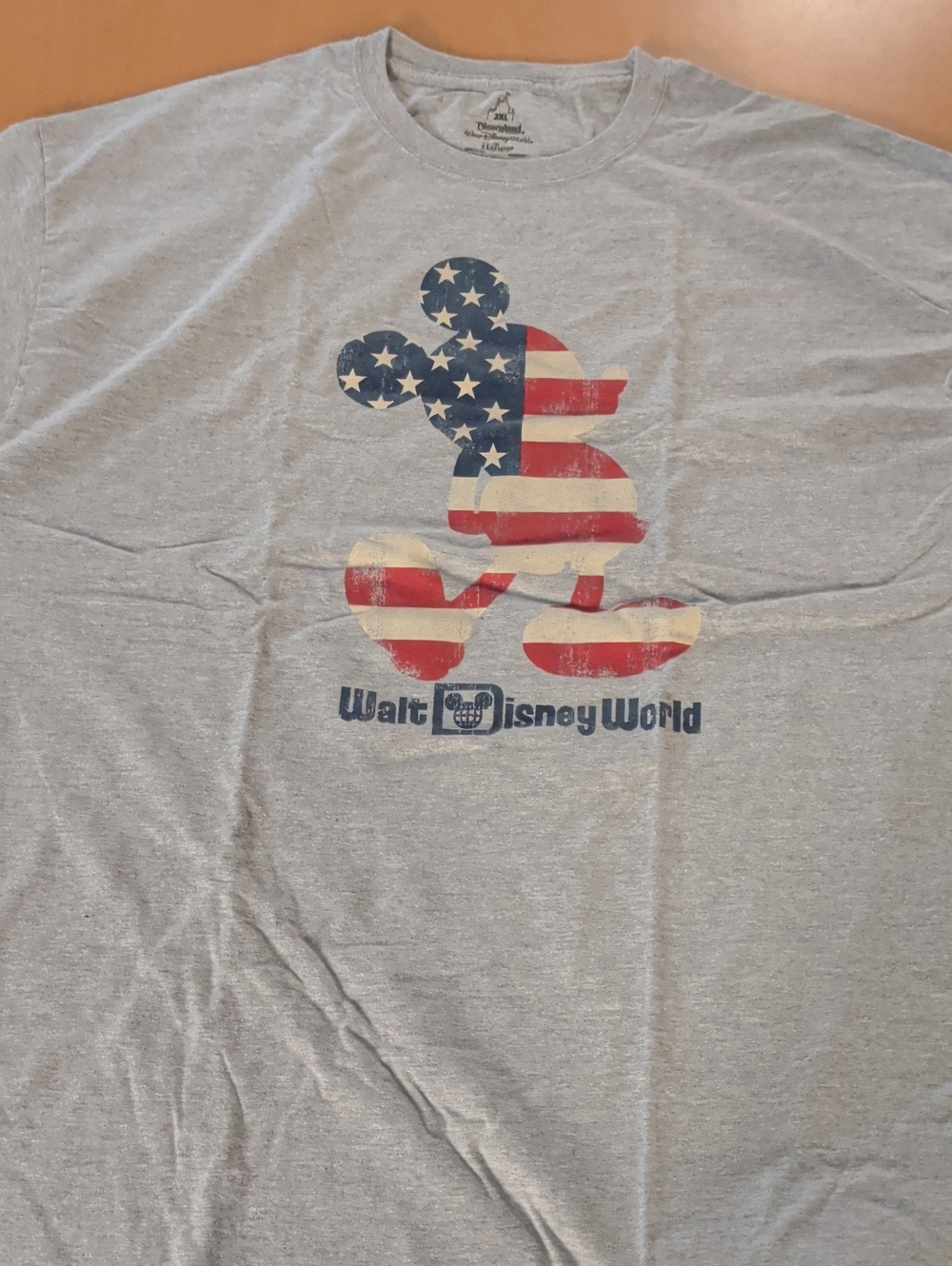 Disney Gray Tee with American Flag Mickey Graphic